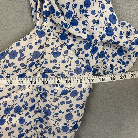 All in Favor Sasha Blue Floral Ruched Mini Dress, Size XL NWOT Cottagecore - Picture 5 of 8